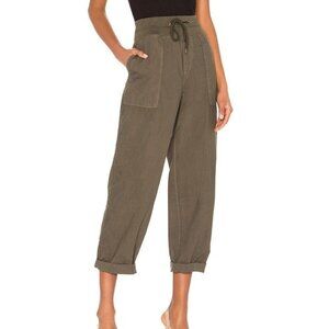 James Perse Mixed Media Pants WPR1835 Taupe Brown Drawstring Joggers Women's 2